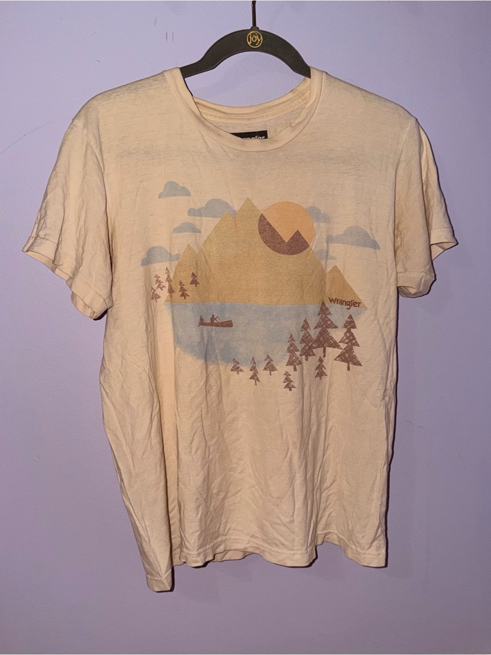 Wrangler Women’s Beige Graphic Tee - Mountain Lake Print